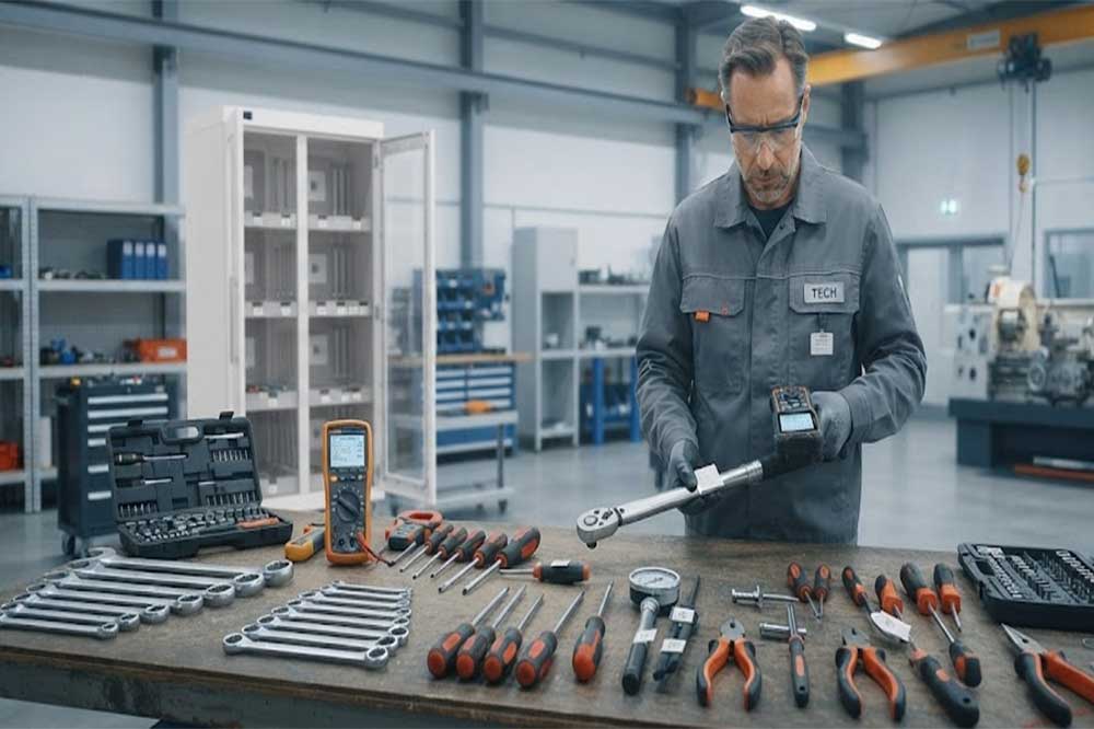 Different industrial tools being evaluated for RFID cabinet storage