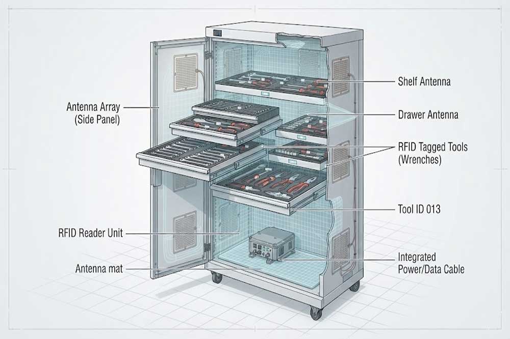 RFID Tool Cabinet Installation Guide: How to Set Up RFID Tool Storage System 2 RFID reader and antenna positioning inside a smart tool cabinet