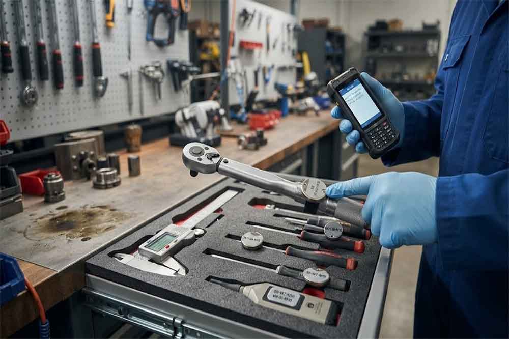 RFID tags attached to high-value industrial tools