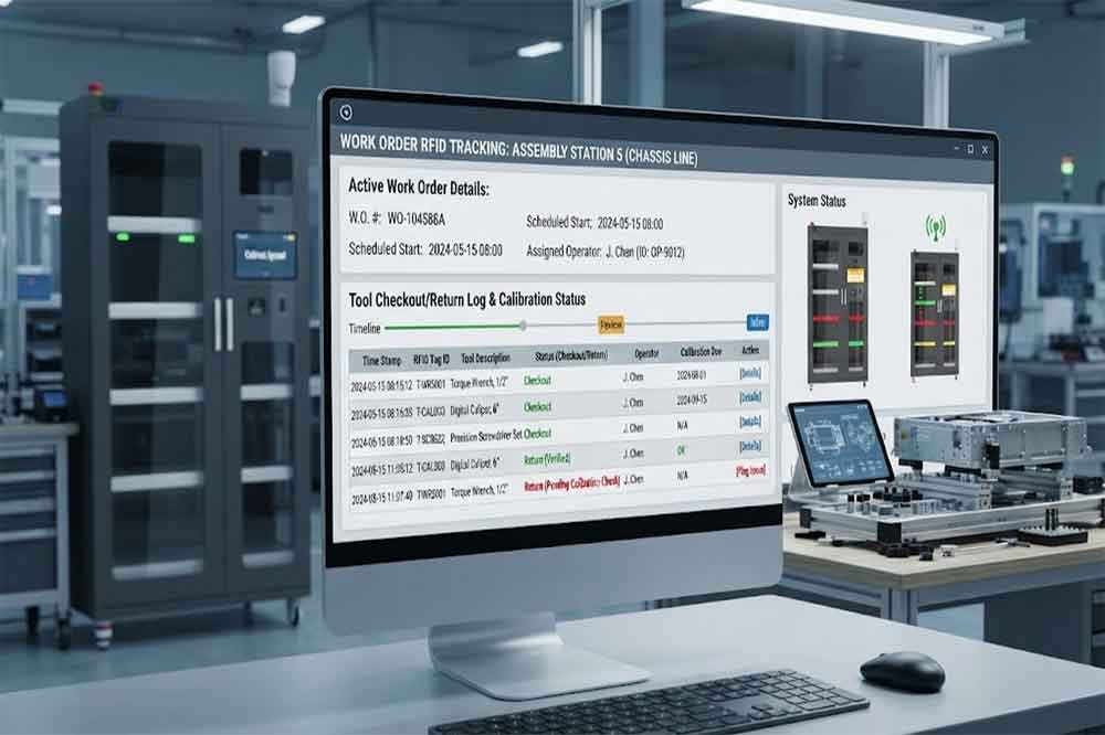 RFID tool cabinet integrated with MES work orders
