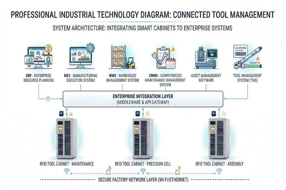 RFID tool cabinet integration with ERP MES and CMMS