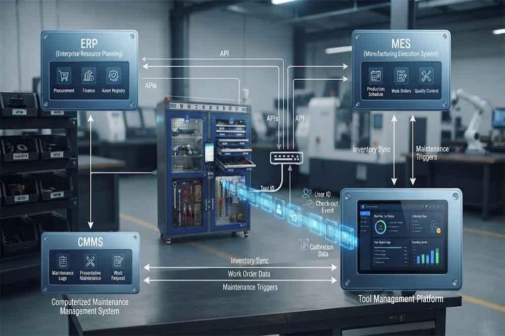 RFID tool cabinet integration with ERP MES and CMMS software