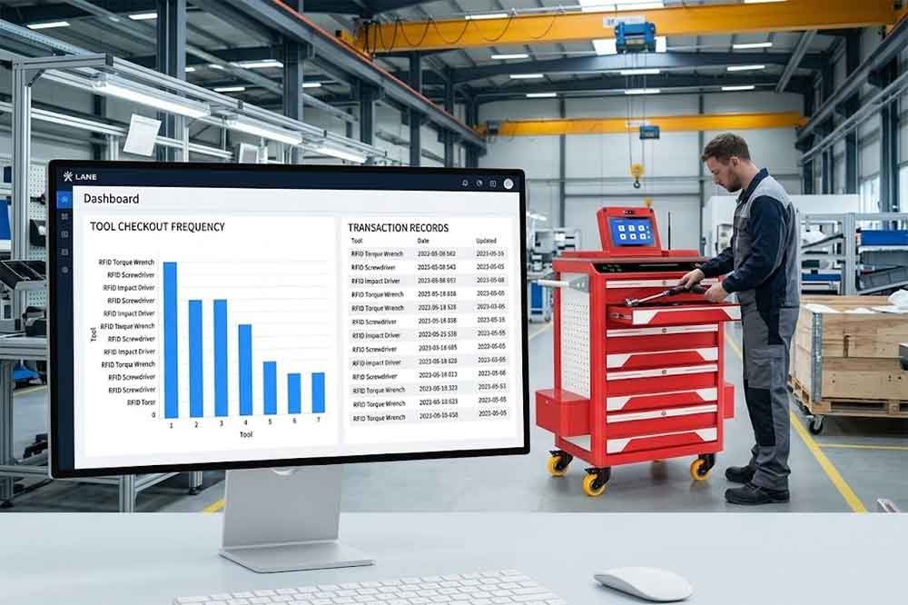 Dashboard showing RFID tool checkout frequency and usage patterns