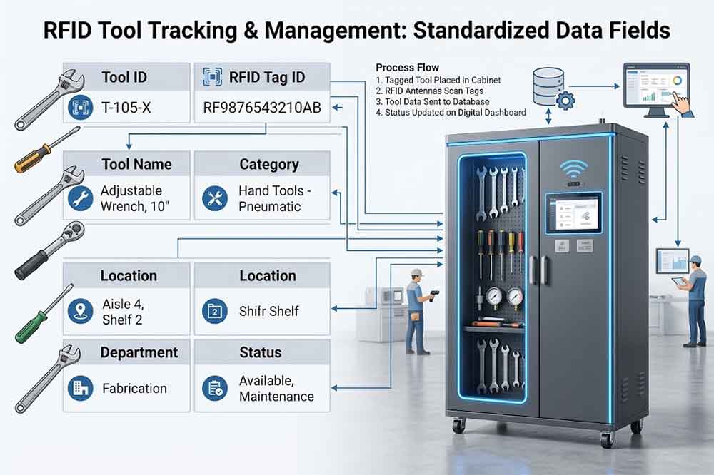 RFID Tool Cabinet for Tool Standardization: Building Consistent Tool Management 1 Standardized RFID tool records with tool ID, category, status and location