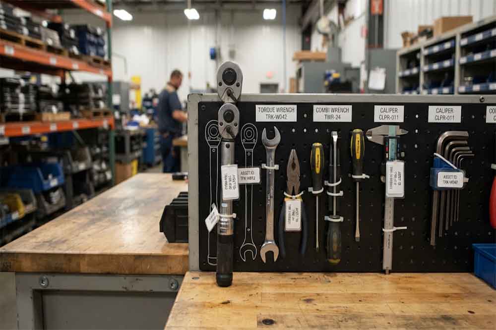 RFID Tool Cabinet for Tool Standardization: Building Consistent Tool Management 2 Standardized RFID tags attached to different industrial tools