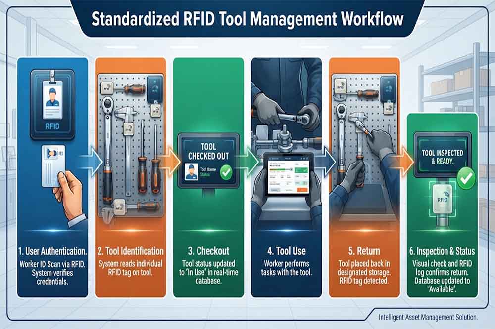 RFID Tool Cabinet for Tool Standardization: Building Consistent Tool Management 3 Standardized RFID tool checkout and return workflow across cabinets