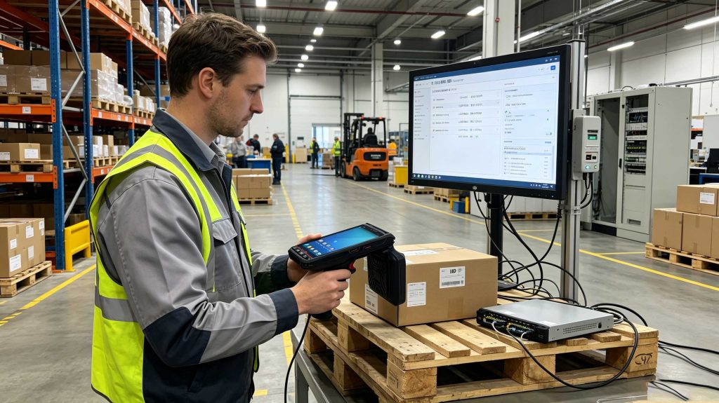 how to read an rfid chip 1 Engineer using an RFID reader to read RFID chips attached to products in a European warehouse