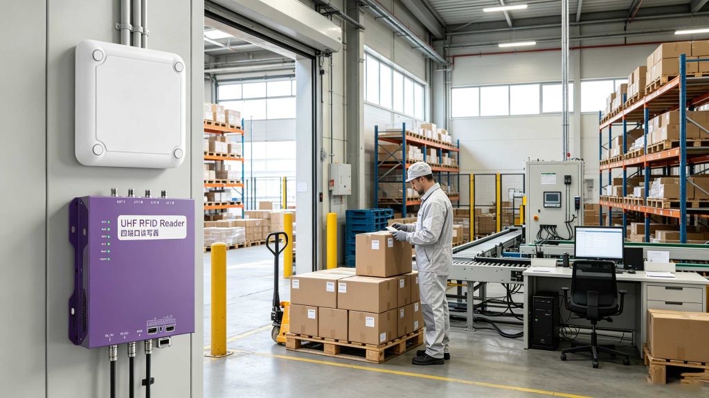 how to scan rfid 1 RFID reader scanning tagged products inside a modern European warehouse