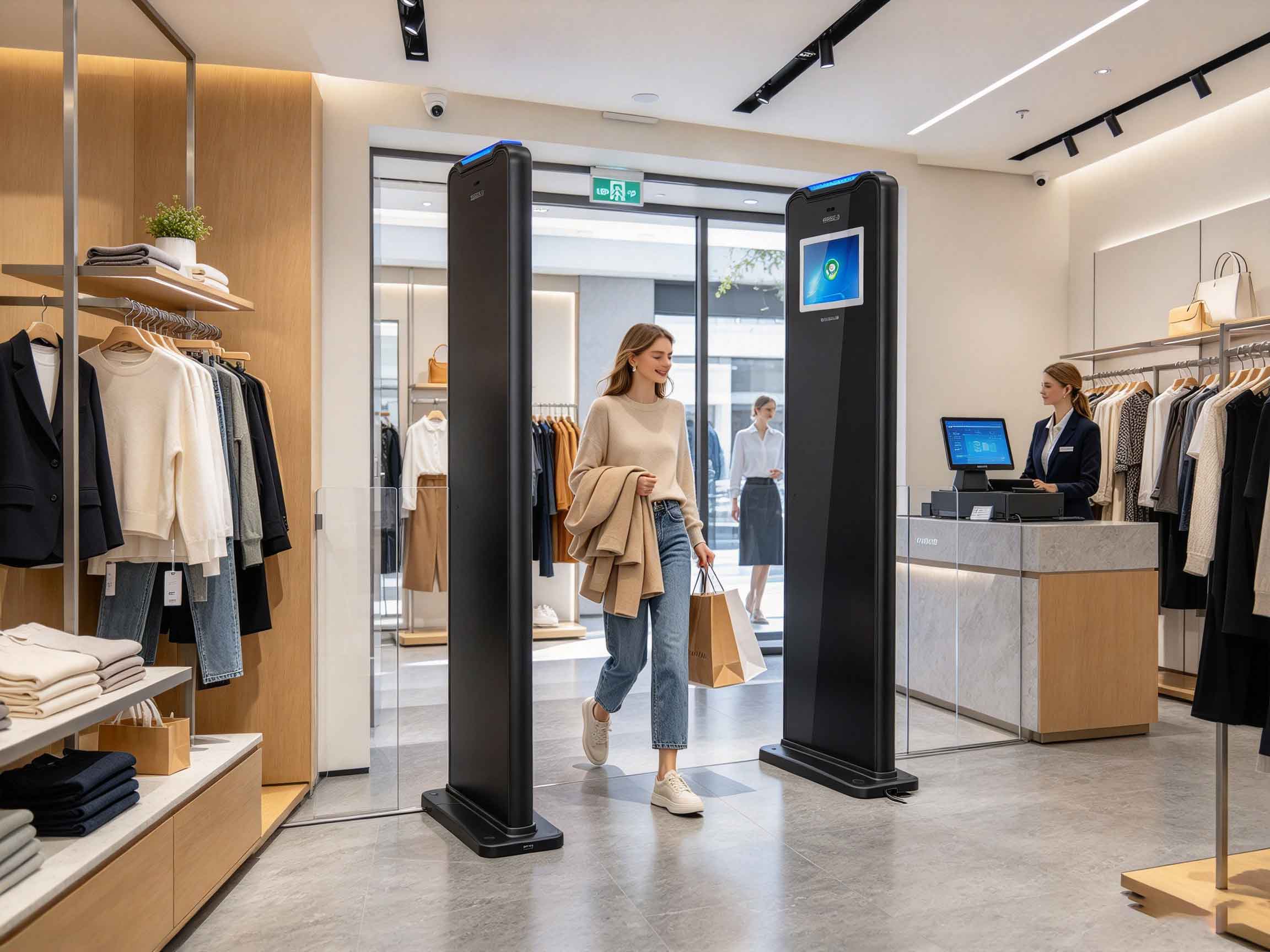 What Is RFID Access Control? 1 FID security gate identifying tagged clothing at a European fashion store entrance