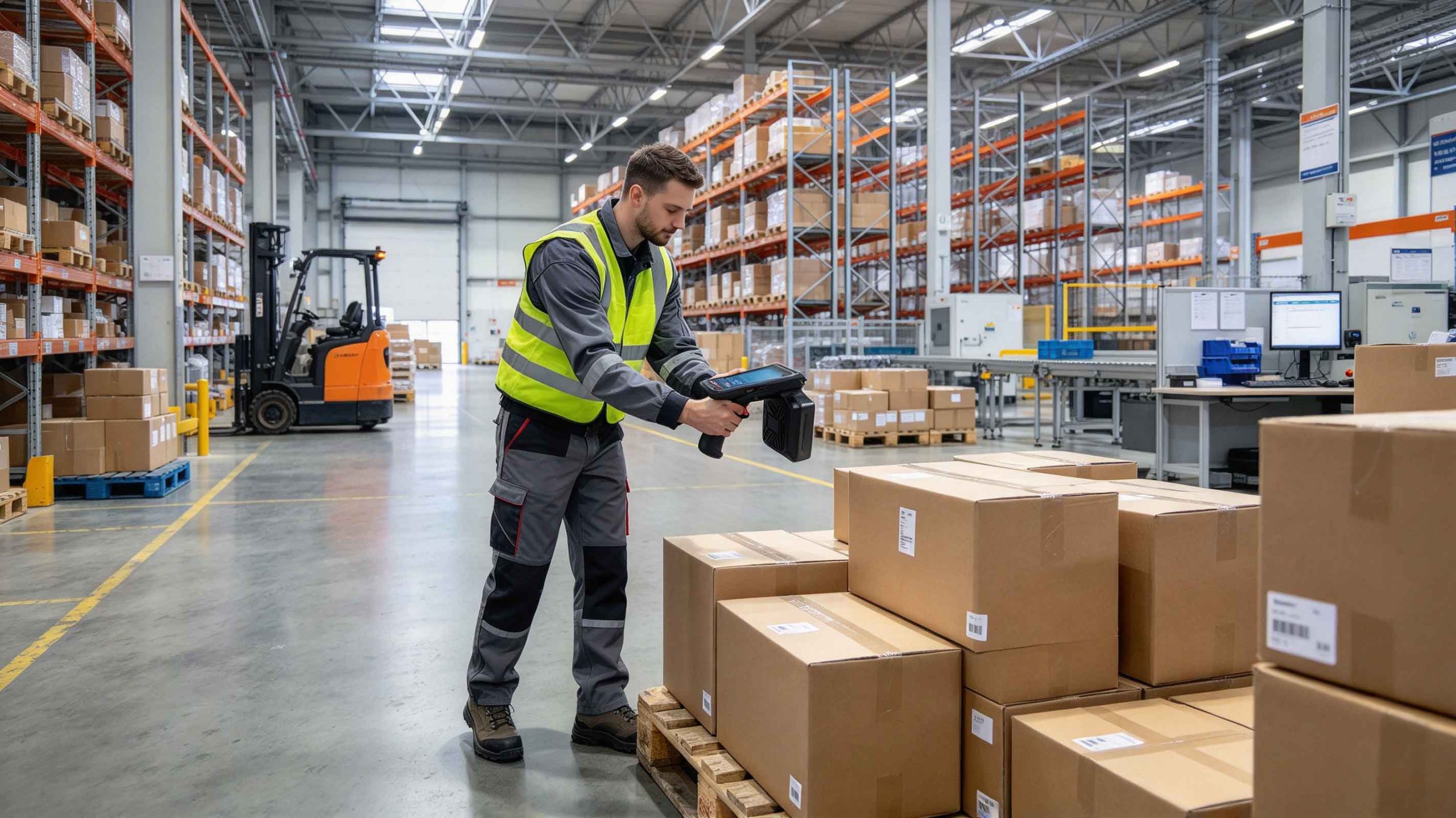 What Is RFID and How Is It Used? 1 UHF RFID reader identifying tagged cartons in a Western European warehouse