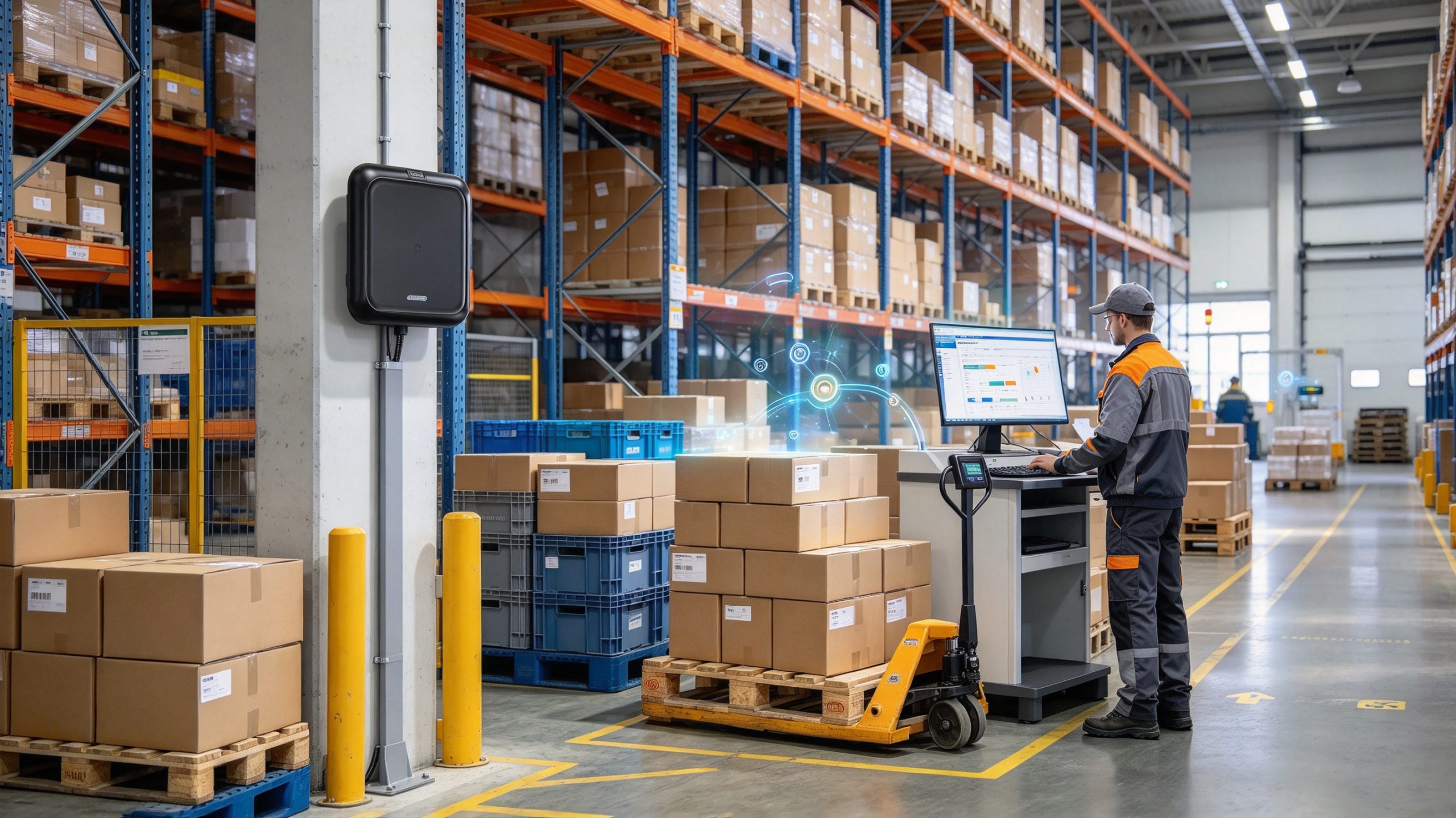 Can RFID Be Used to Track? A Practical Guide to RFID Tracking Systems 1 Industrial UHF RFID reader detecting tagged pallets and containers at a European warehouse receiving area.