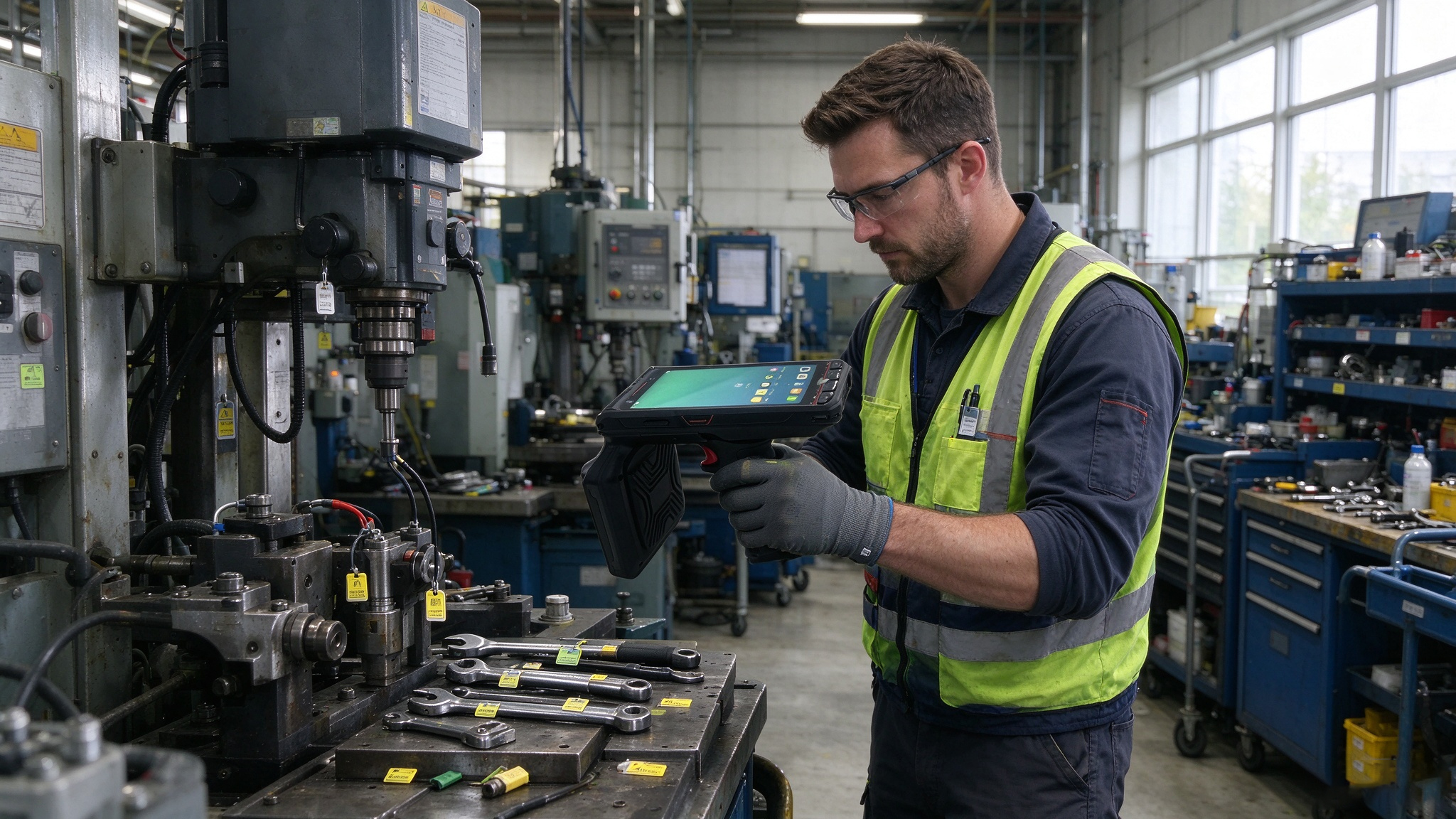 what is rfid scanner 2 Technician using an RFID scanner to inspect tagged equipment in an industrial facility.