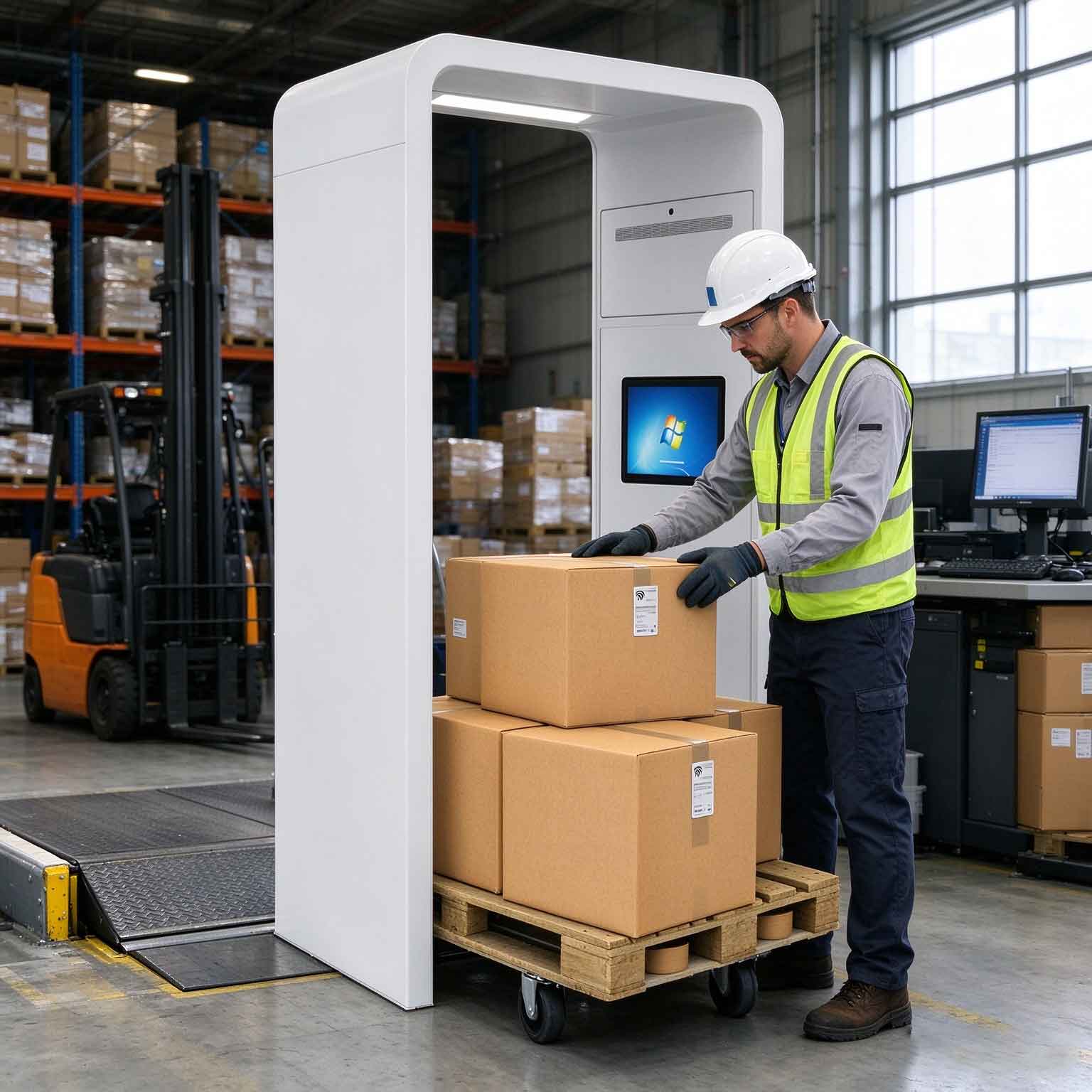 what is rfid in supply chain management 1 A warehouse operator using an RFID-enabled receiving system to identify tagged cartons on a pallet.