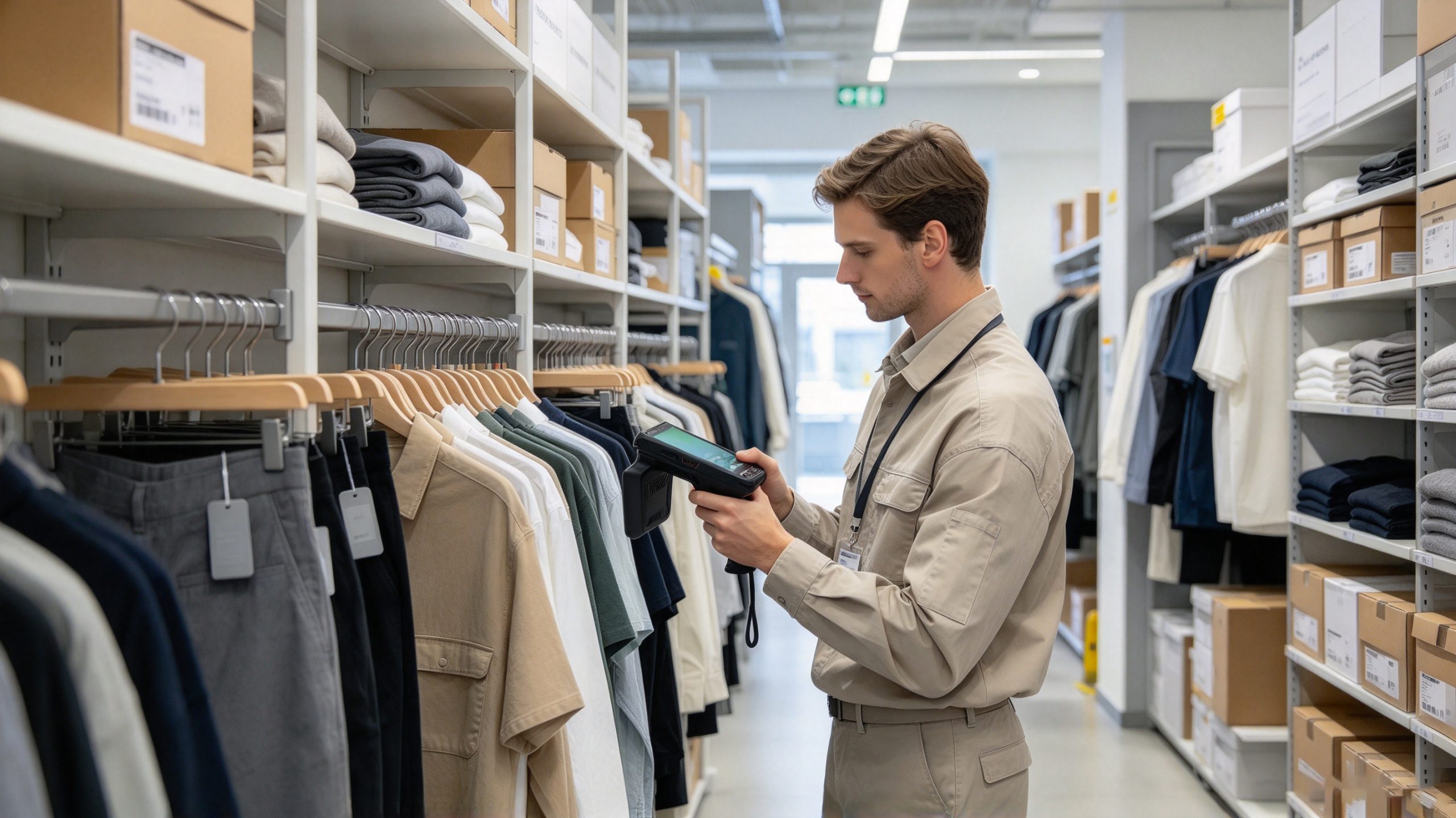 what rfid tag 2 Small RFID tags attached to garments while a retail employee checks clothing inventory with a handheld reader.