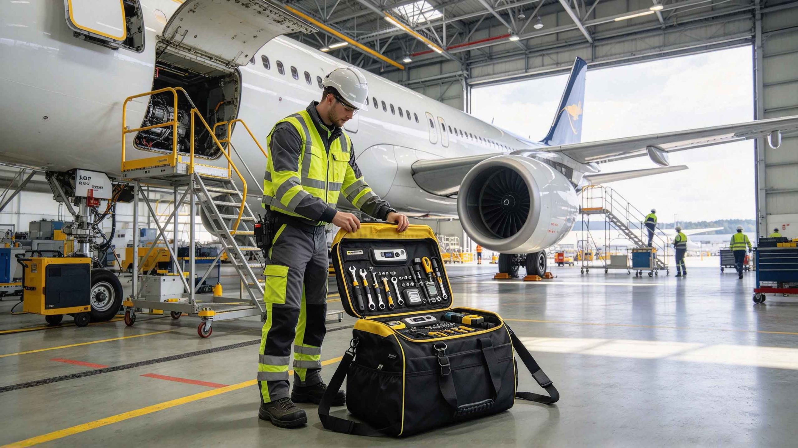 what is rfid backpack 1 Technician using an RFID backpack to check maintenance tools in a European aircraft maintenance facility