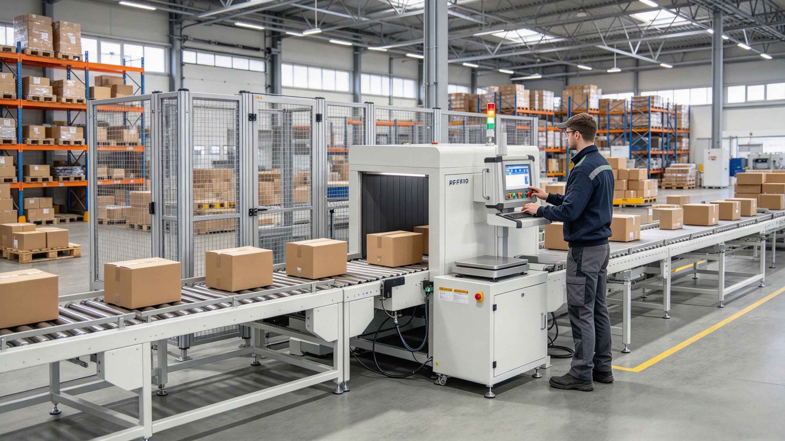 what is rfid in logistics 1 An RFID tunnel inspection machine checks cartons on a conveyor in a logistics warehouse.