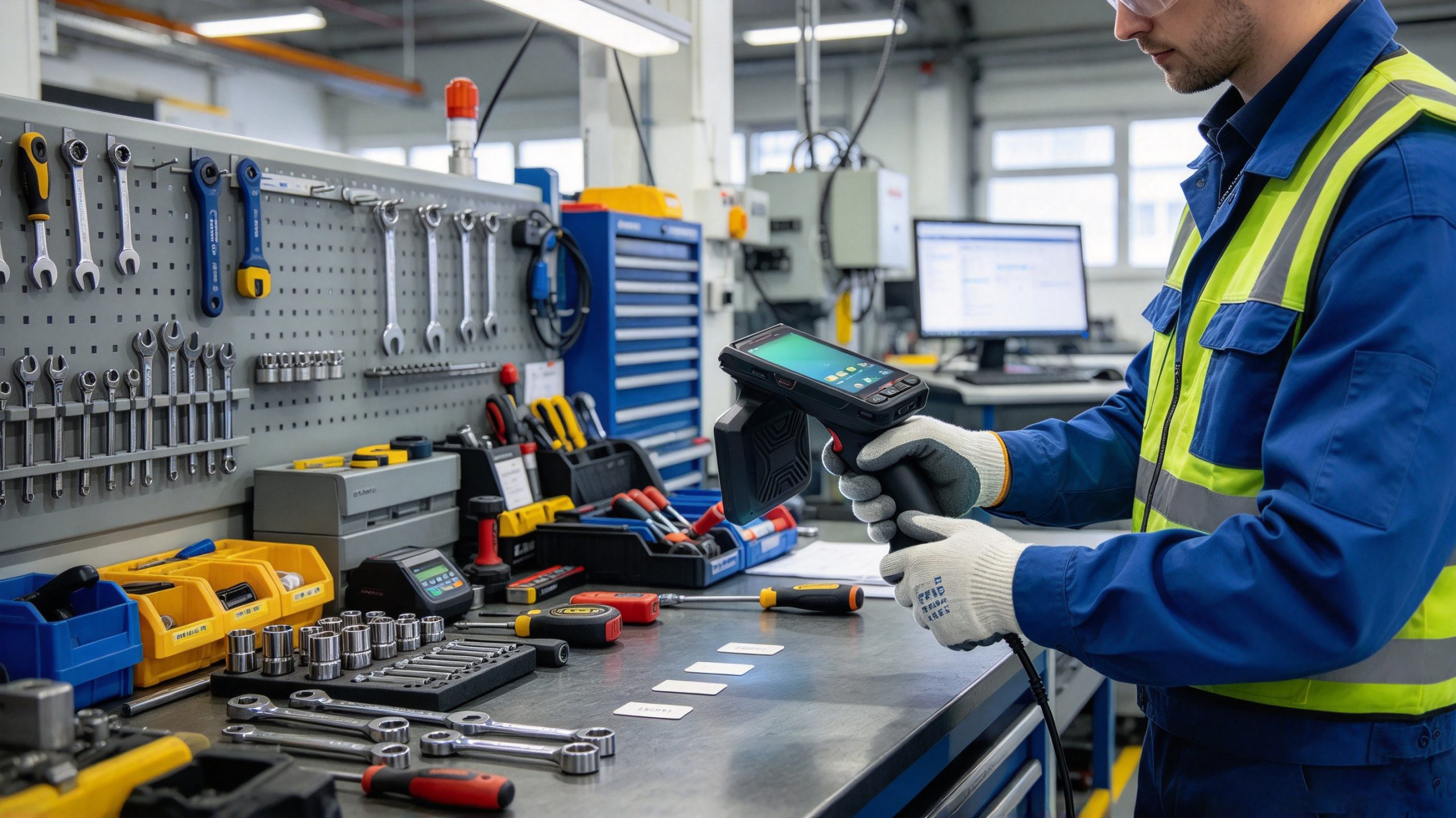 what is the use of rfid 2 Technician scanning RFID-tagged tools in an industrial maintenance workshop