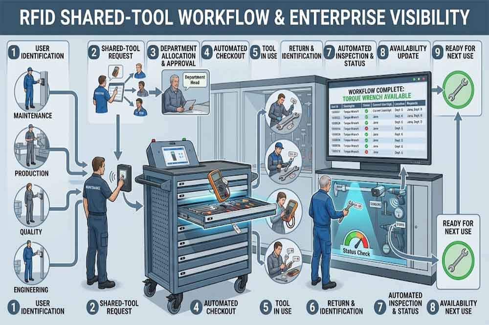 RFID Tool Cabinet for Tool Sharing Management: Smarter Shared Tool Control 1 RFID workflow for sharing tools between industrial departments