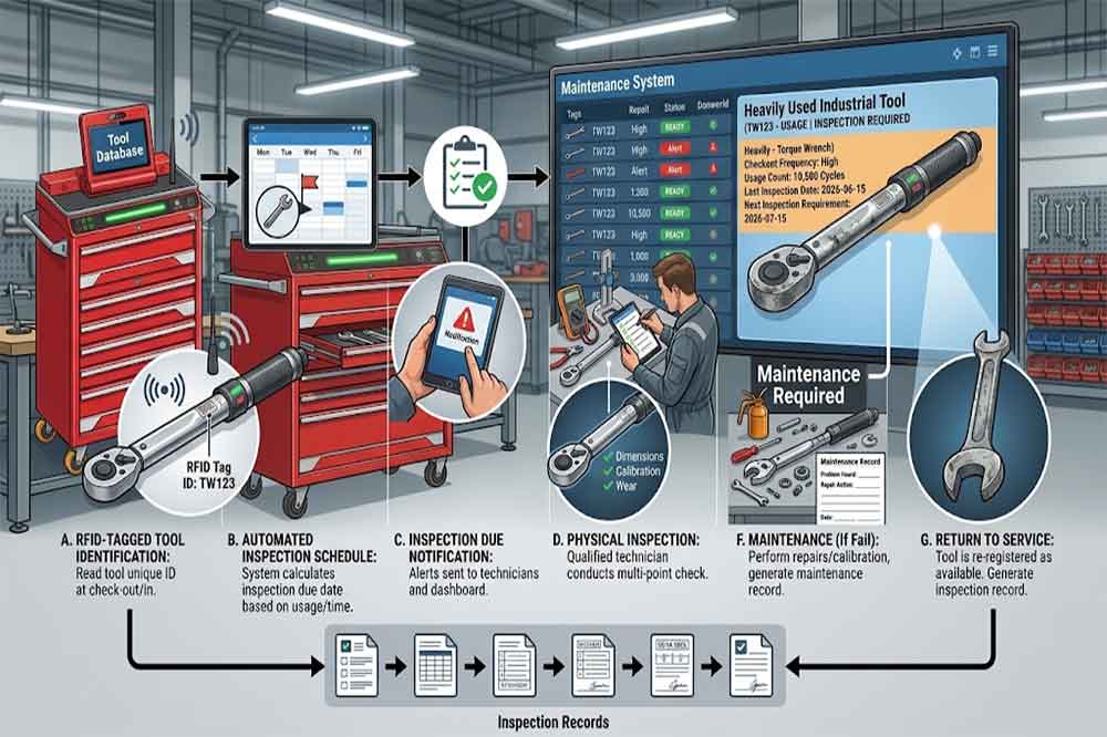 RFID Tool Cabinet for Tool Inspection Scheduling: Smarter Inspection Planning 2 RFID system using tool usage data for inspection scheduling