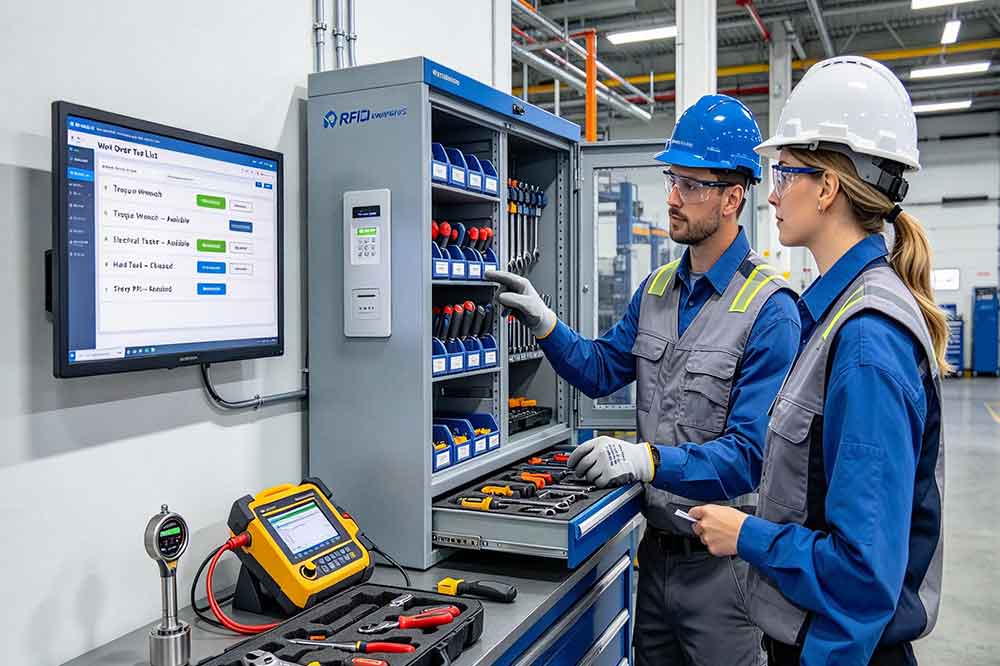 RFID Tool Cabinet for Tool Allocation Management 2 Maintenance planner matching required tools with work-order needs and recorded availability.