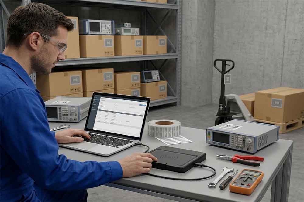 USB RFID Reader Applications: 7 Business Use Cases 1 USB RFID reader identifying RFID-tagged tools and equipment at an asset management