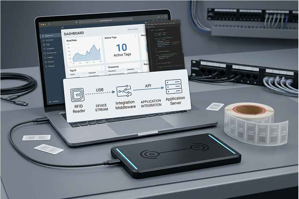 USB RFID Reader Data Output: Keyboard Emulation vs. Serial Communication 2 USB RFID reader integrated with custom inventory software through a computer interface