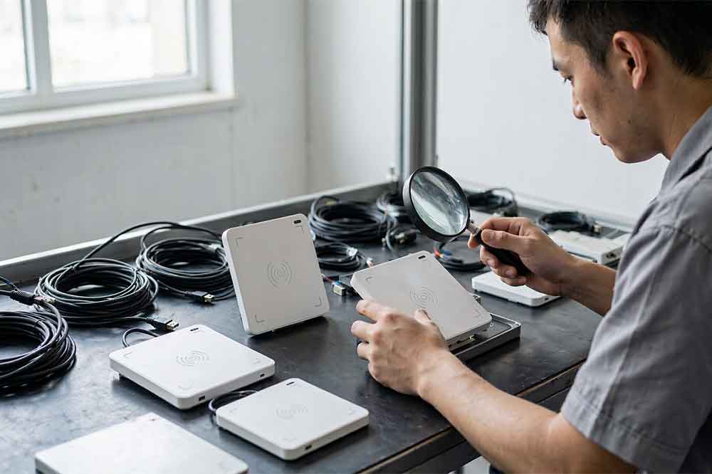 USB RFID Reader Wholesale Buying Guide: What B2B Buyers Need to Know 2 Quality inspection of USB RFID readers before shipment to wholesale customers.